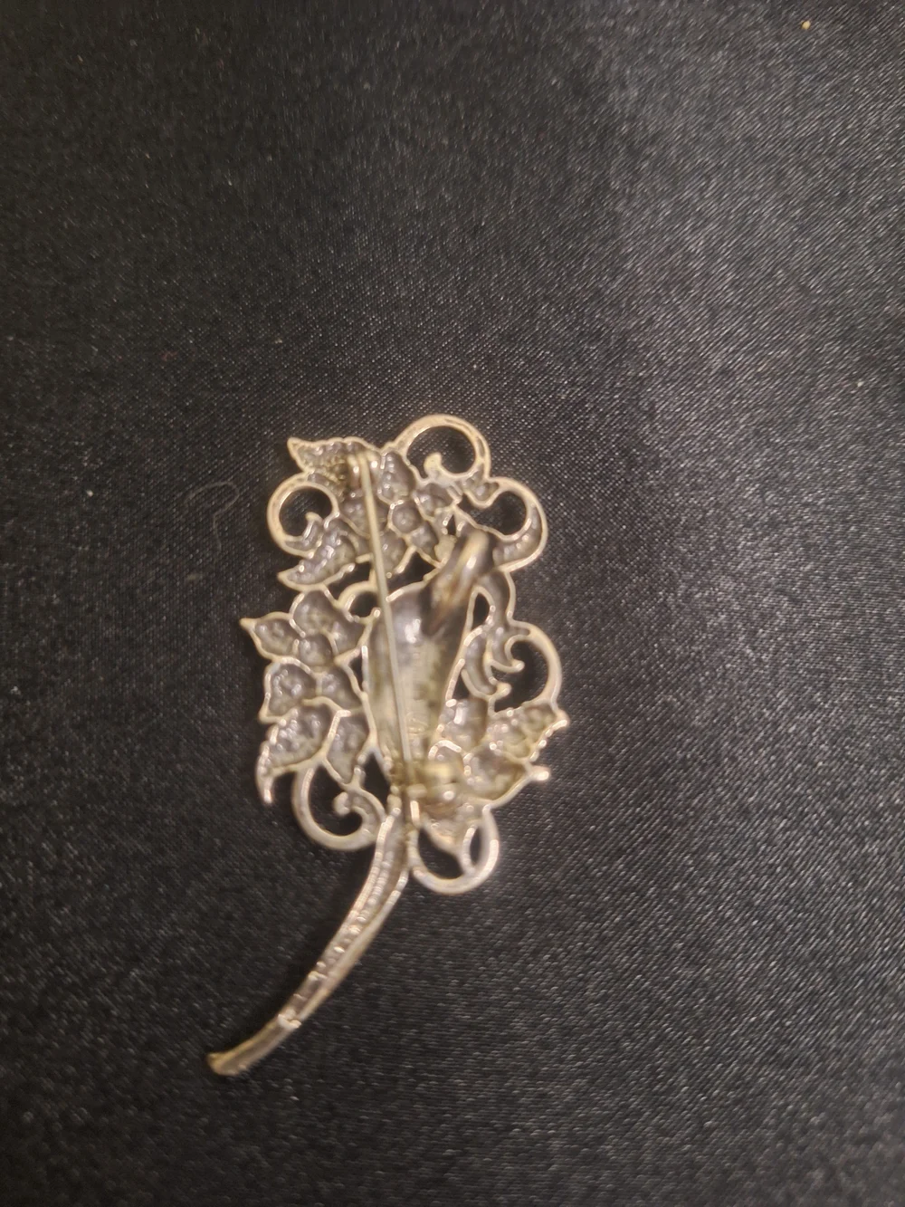 Vintage Silver-Tone Parrot Floral Brooch -